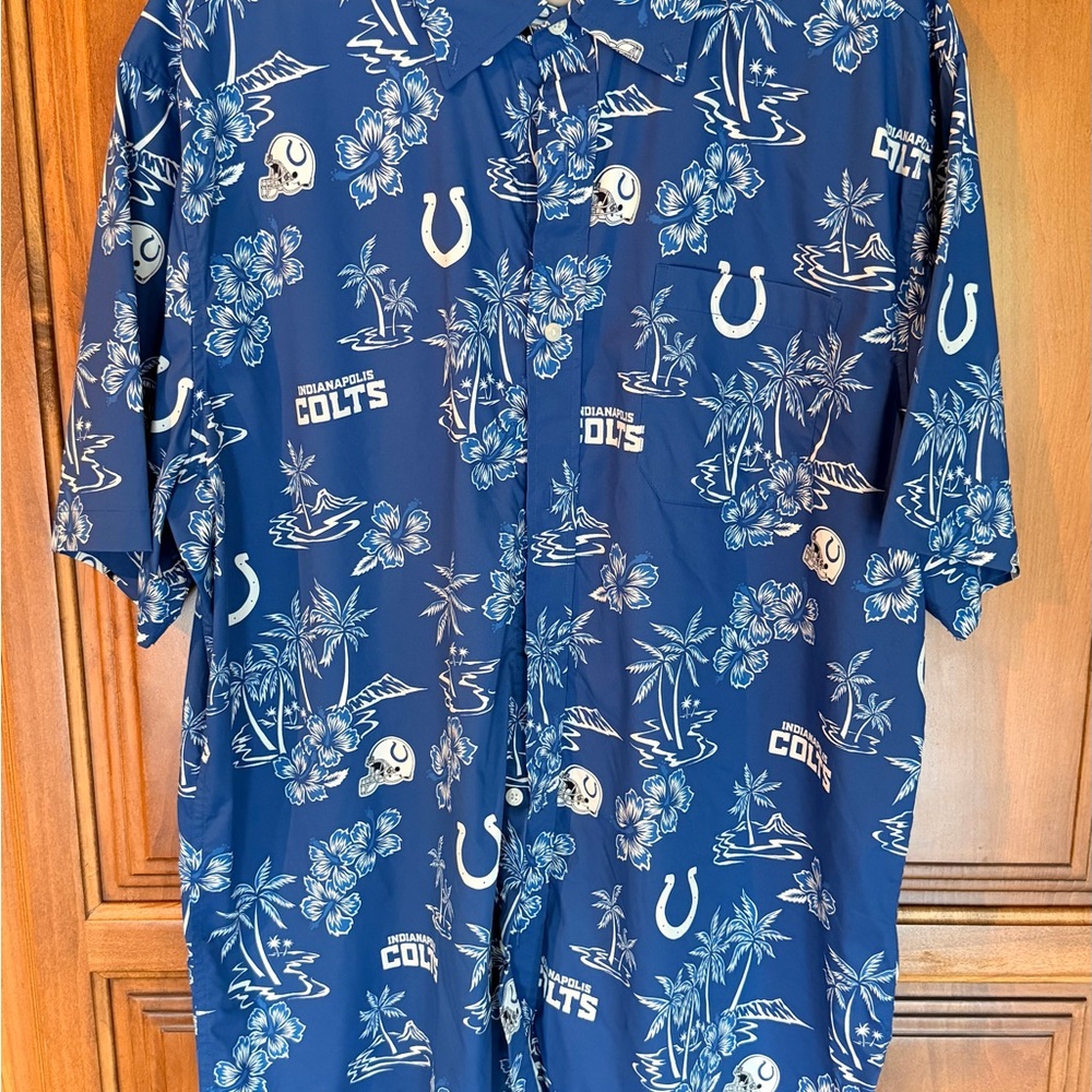 Reyn Spooner Men's 2XL Blue Indianapolis Colts Hawaiian Shirt Short Sleeve